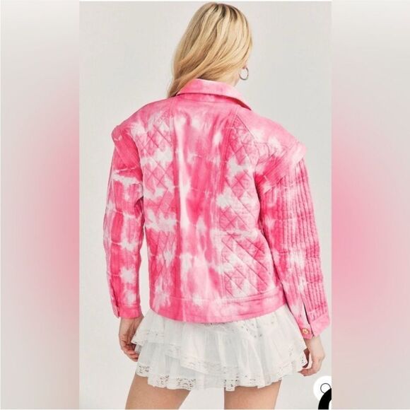 Loveshackfancy Pink Tie-Dye Quilted Jacket, M - Picture 5 of 13